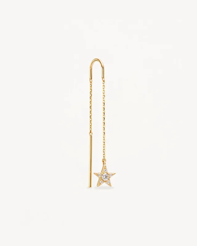 9k Solid Gold Estelle Lab-Grown Diamond Thread Earring