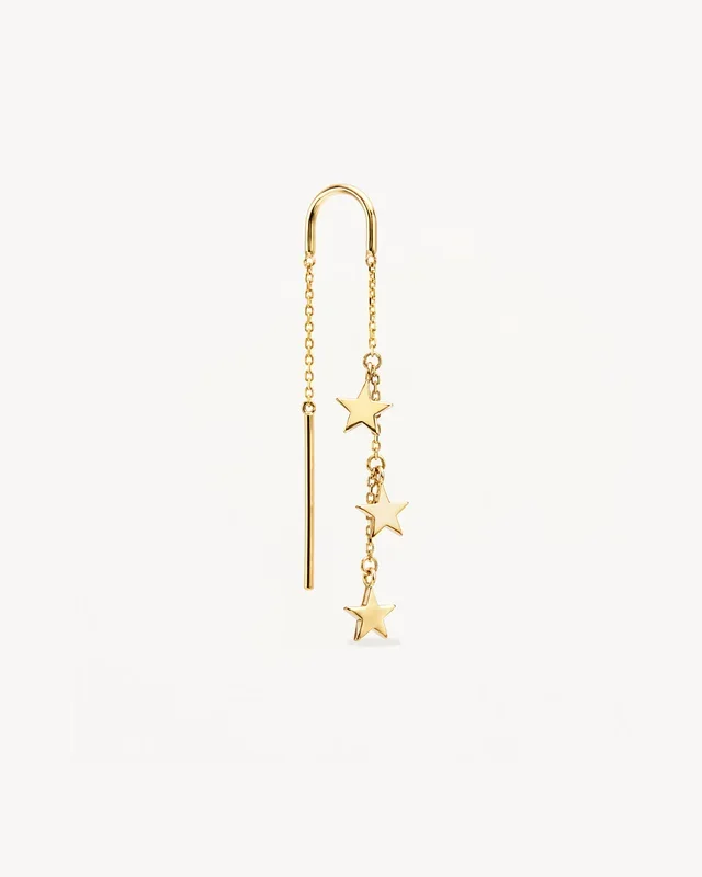9k Solid Gold Star Bright Thread Earring