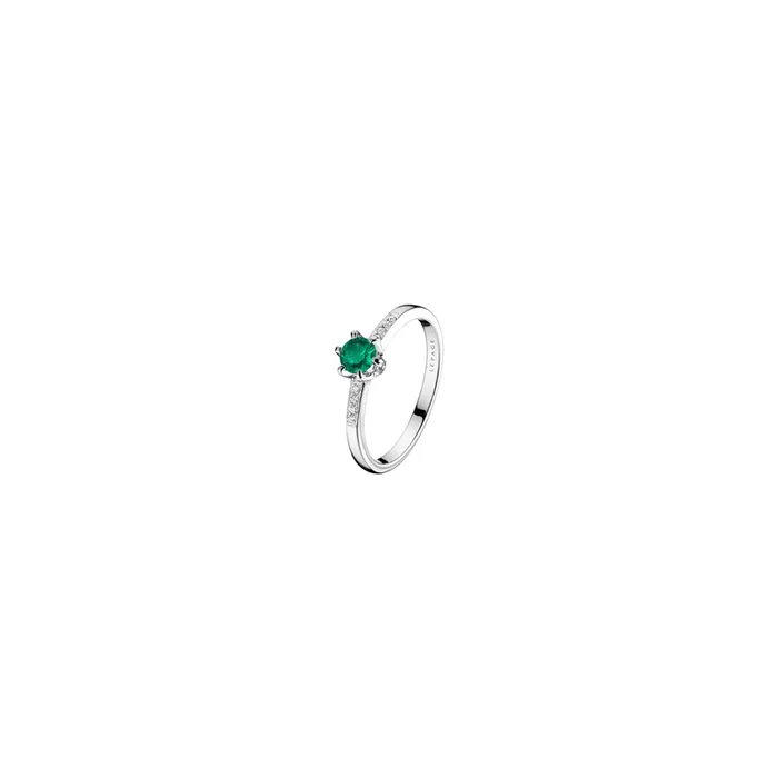 Achille engagement ring white gold emerald diamonds | LEPAGE