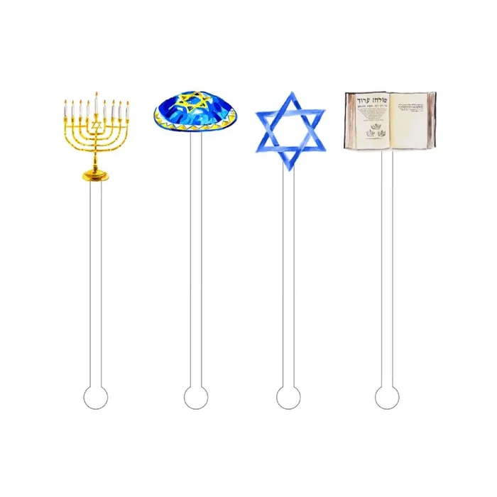 Acrylic Sticks Hanukkah Acrylic Stir Sticks- Set of 4