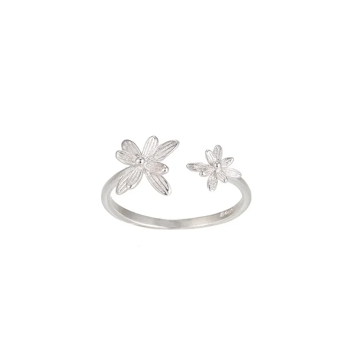 Adjustable Flower Sterling Silver Ring