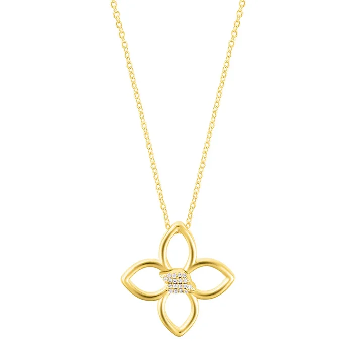 Adjustable Outline CZ Clover Necklace
