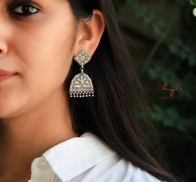 Adya Intricate Motif Vintage Inspired Drop Earrings