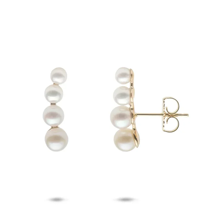 Akoya & Freshwater White Pearl Earrings in Gold – 3.5-6mm