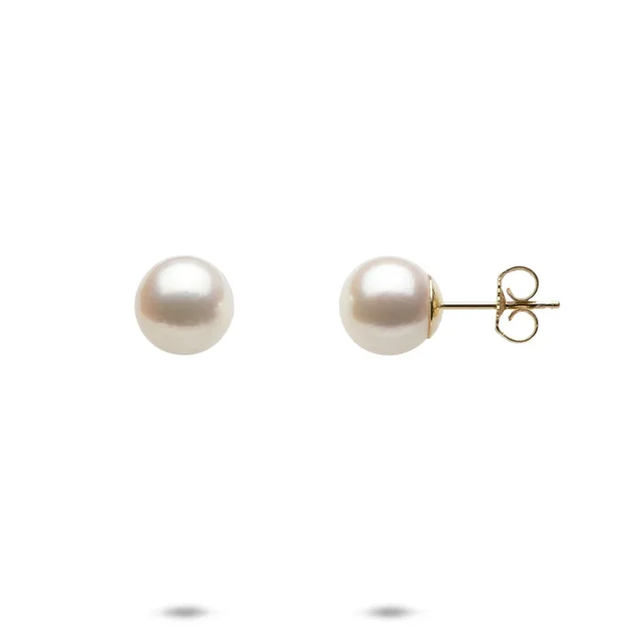 Akoya White Pearl Earrings in Gold – 8mm