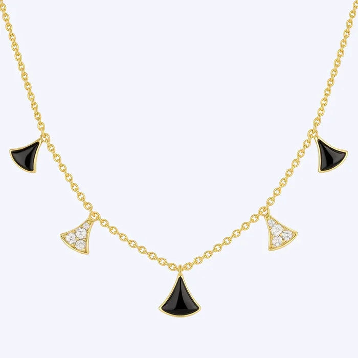 Alda Diamond and Gemstone Stationed Necklace