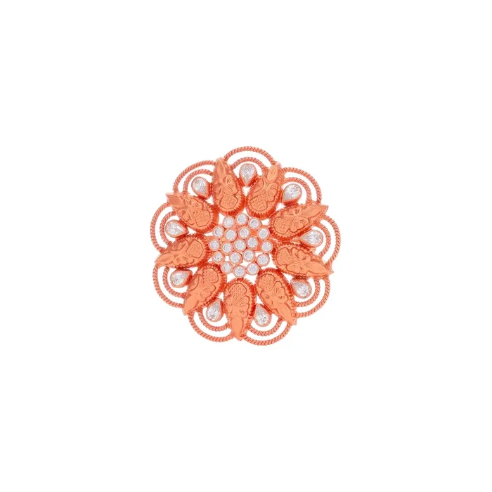 Alluring Antique Ring With White Polki in 22K Rose Gold