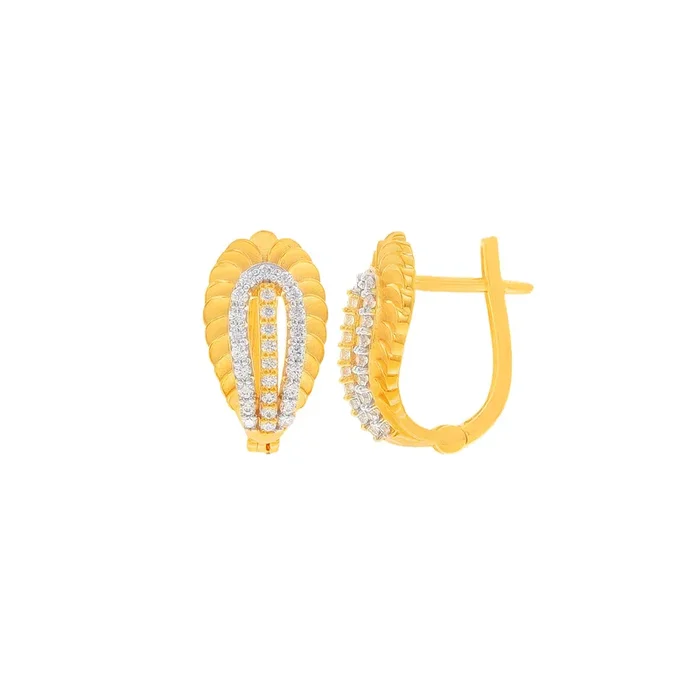 Alluring Clipon Earrings With CZ in 22K Gold
