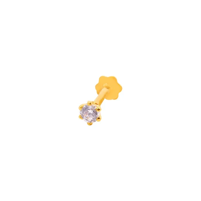 Alluring Nose Pin With CZ in 22K Gold