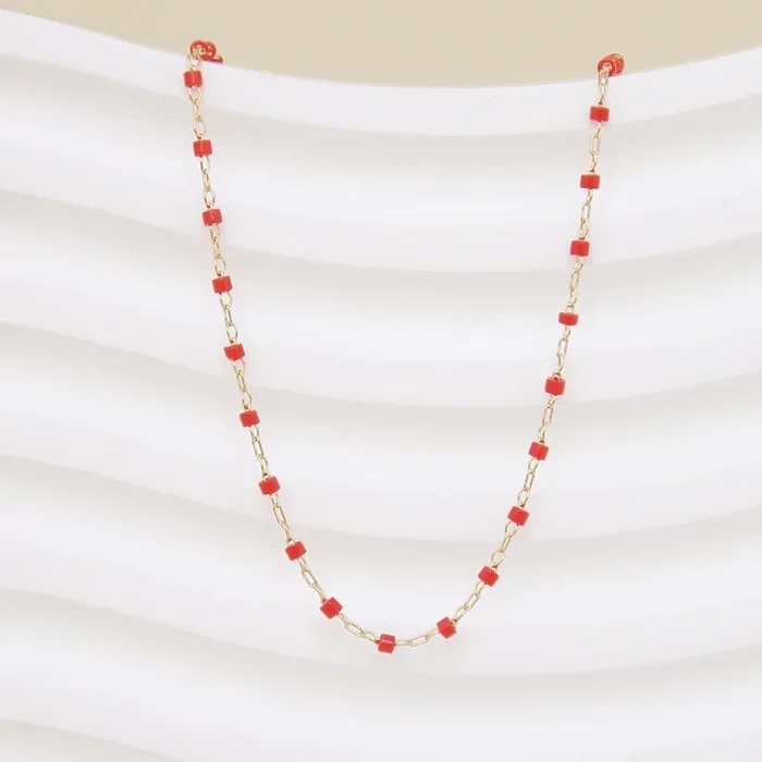Amaya chain red Miyuki beads gold-plated