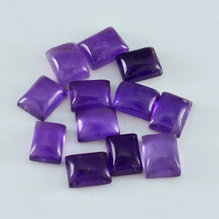 Amethyst 10PC Tiny 3×5 MM Emerald Cabochon Purple Shine semi Precious Precious Gemstone