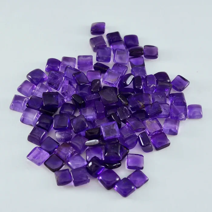 Amethyst 10PC Tiny 5×5 MM Square Cabochon Purple Lustrous semi Precious Semi Precious Gemstone