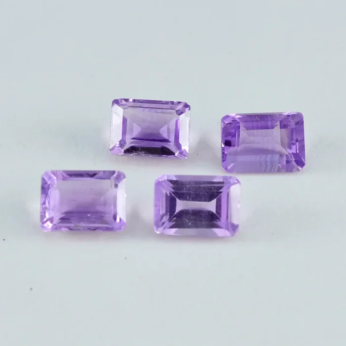 Amethyst 1PC Large 8×12 MM Emerald Faceted Purple Brilliant Semi Precious Loose Gems