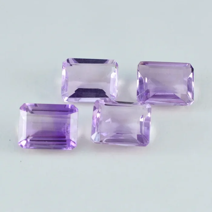 Amethyst 1PC Small 6×8 MM Emerald Faceted Purple High-Quality Semi Precious Loose Gemstones