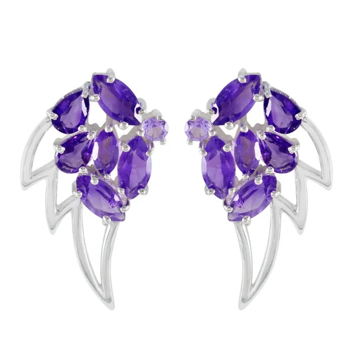 Amethyst African Abigail multiple Dangle Purple Silver Earring