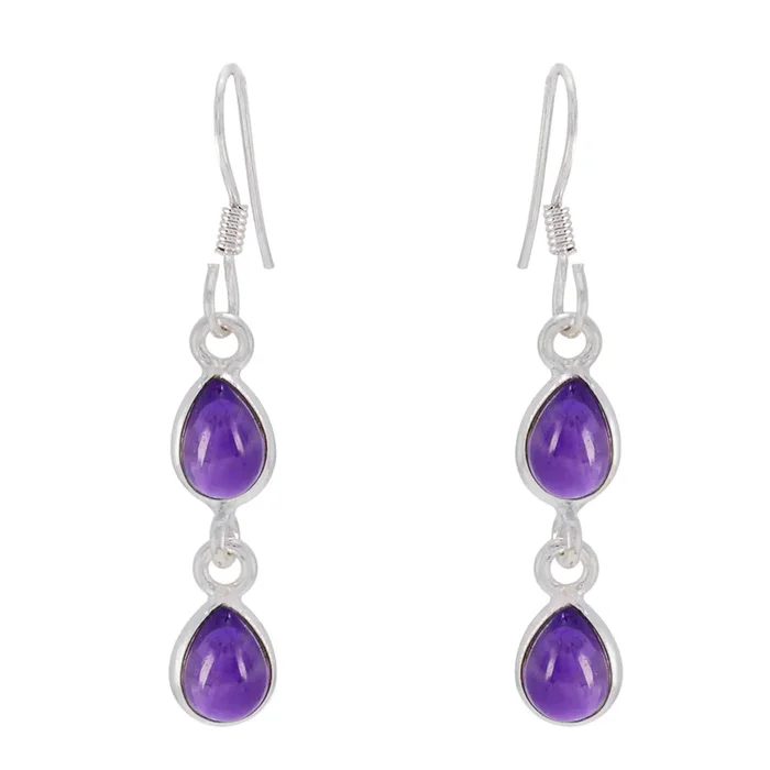 Amethyst African Ha-eun multiple Dangle Purple 92.5 Silver Earring