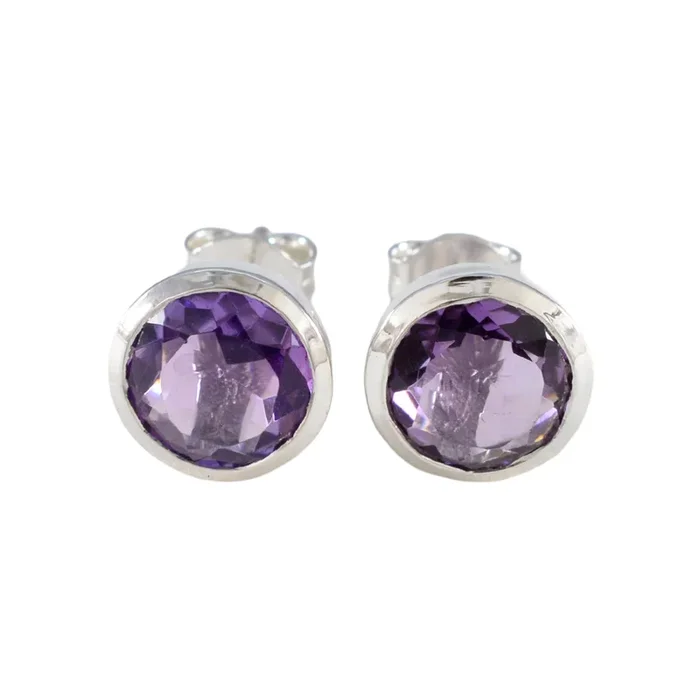 Amethyst American Amandaa Solitaire Stud Purple 92.5 Silver Earring