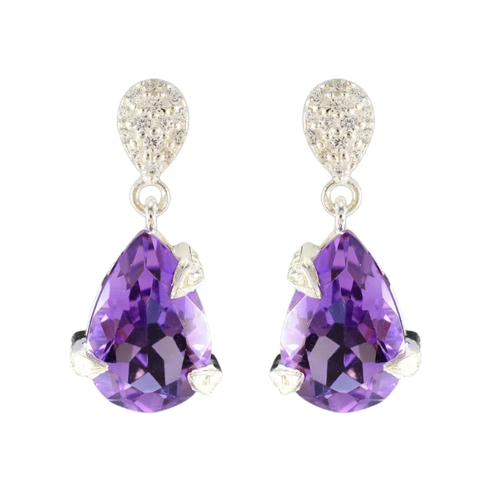 Amethyst American Lourdes Solitaire Stud Purple 92.5 Silver Earring