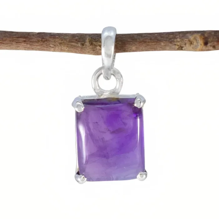 Amethyst Delicate Italian 925 Silver Solitaire Luna Graceful Purple Pendant Jewelry