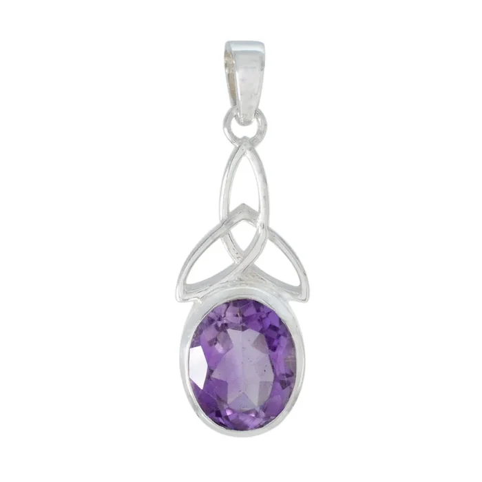 Amethyst Delicate Italian Sterling Silver Solitaire Rebeca Claddagh Purple Pendant Jewellery