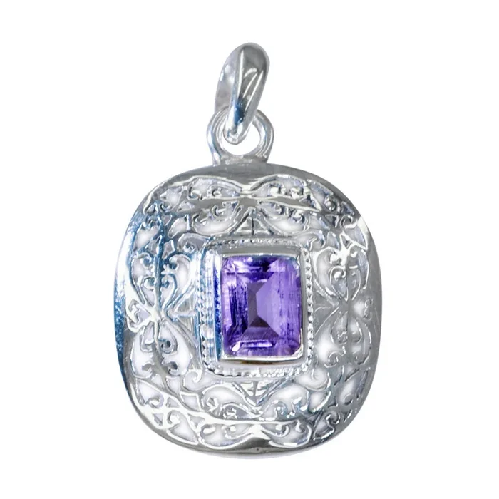 Amethyst Edgy Spanish 92.5 Silver Solitaire Camila antique Purple Pendant Jewellery