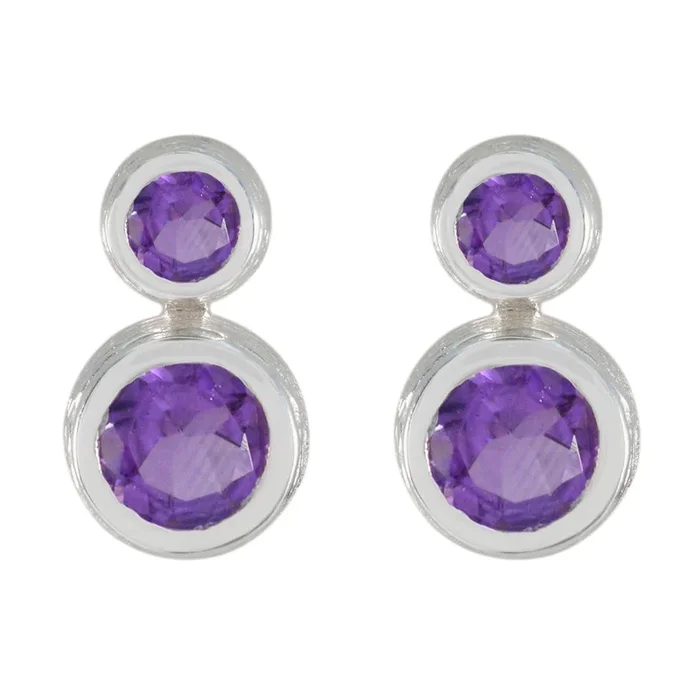 Amethyst Egyptian Clara Toi et Moi Stud Purple Sterling Silver Earring