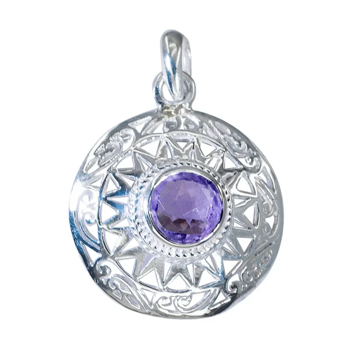 Amethyst Essential Spanish Silver Solitaire Fernanda Vintage Purple Pendant Jewelry