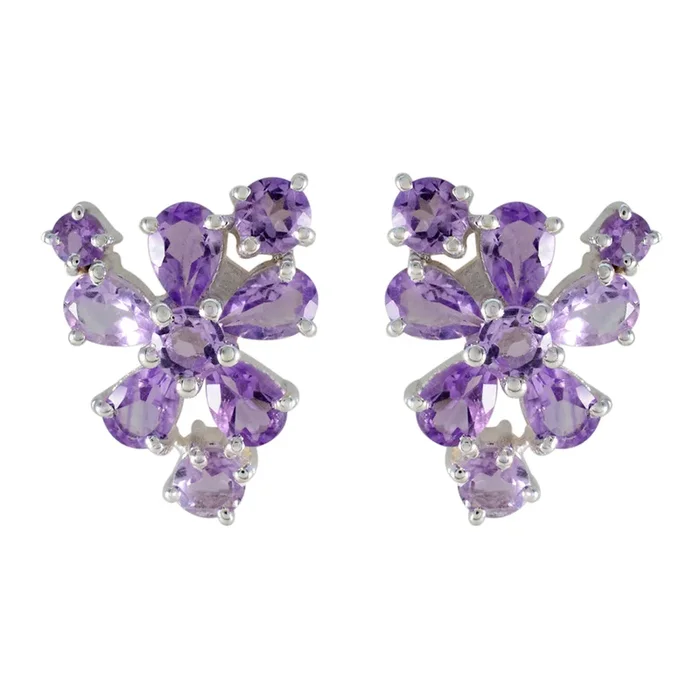 Amethyst French Freya multiple Stud Purple 925 Silver Earring