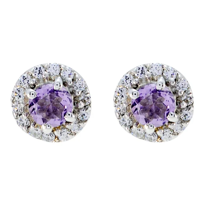 Amethyst French Isabella multiple Stud Purple Sterling Silver Earring