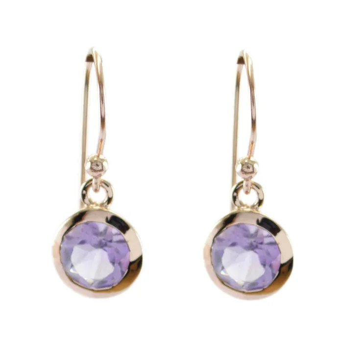 Amethyst French Mathilde Solitaire Dangle Purple 925 Silver Earring