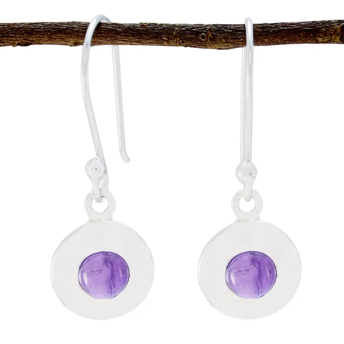 Amethyst German Antonia Solitaire Dangle Purple Silver Earring
