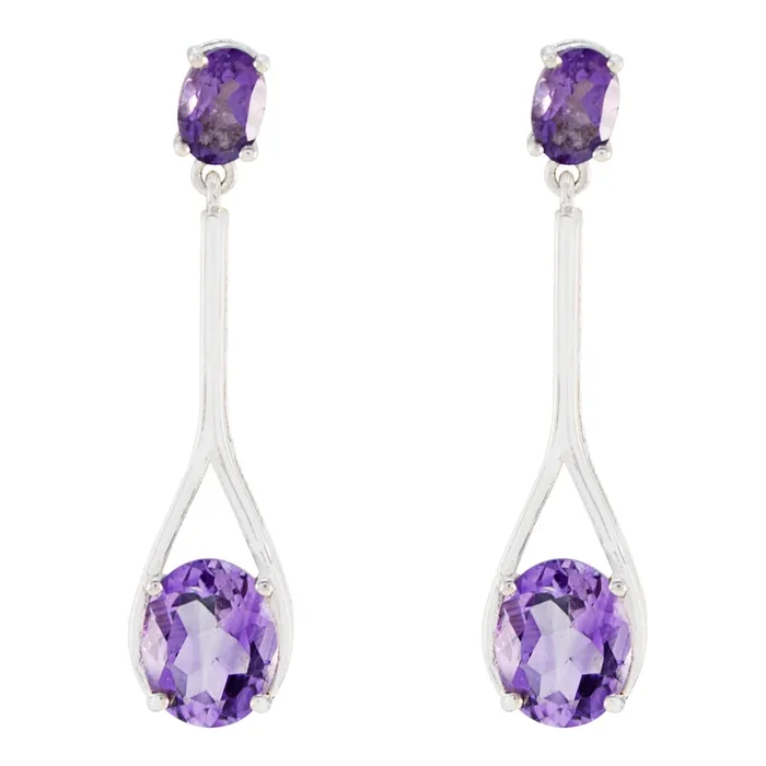 Amethyst German Ines multiple Stud Purple Sterling Silver Earring