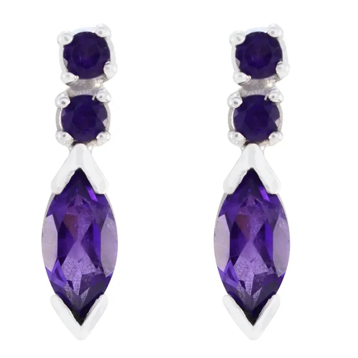 Amethyst German Lorena multiple Stud Purple Sterling Silver Earring
