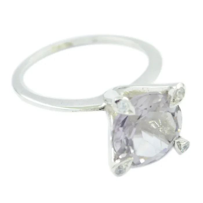Amethyst Halo Egyptian Sterling Silver Purple Gems Slim Luxurious Ring Jewelry