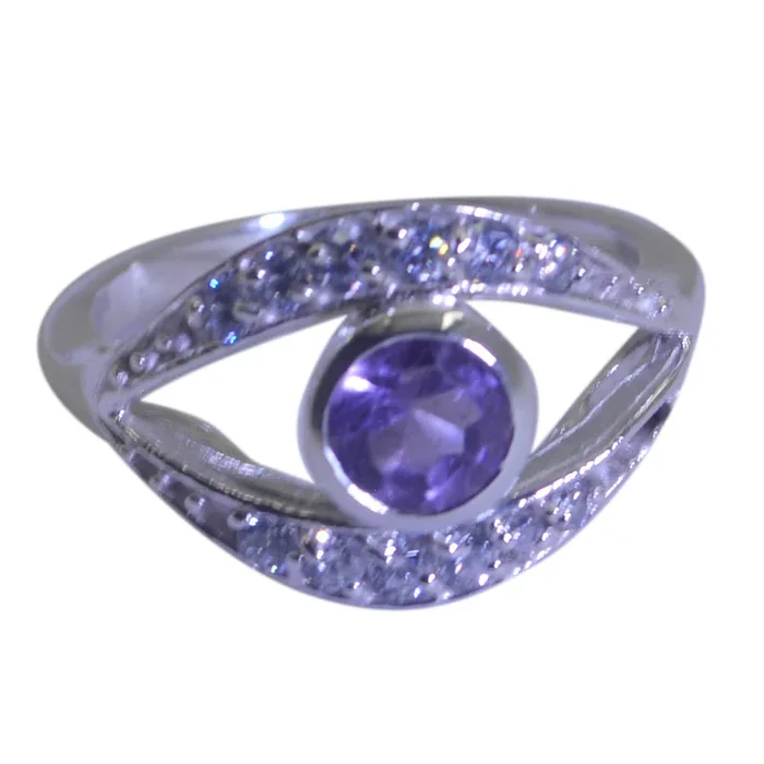 Amethyst Halo Japanese 92.5 Silver Purple Gemstone Whisper-thin Fairytale Ring Jewelry