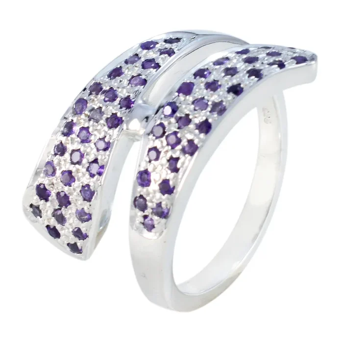 Amethyst Halo Spanish Silver Purple Gems Edgy Trendy Ring Jewellery