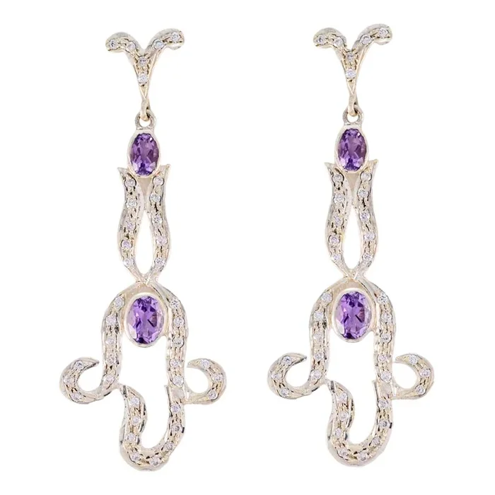 Amethyst Indian Angel multiple Stud Purple 92.5 Silver Earring
