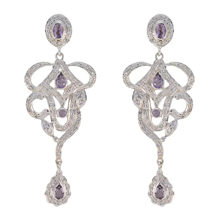 Amethyst Indian Priya multiple Stud Purple Sterling Silver Earring