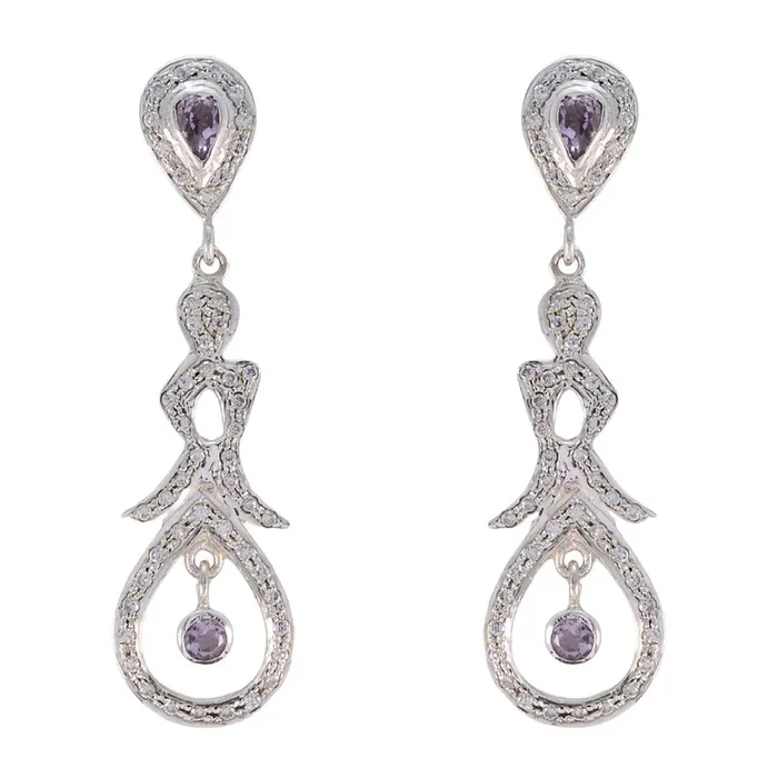 Amethyst Indian Riya multiple Stud Purple 925 Silver Earring