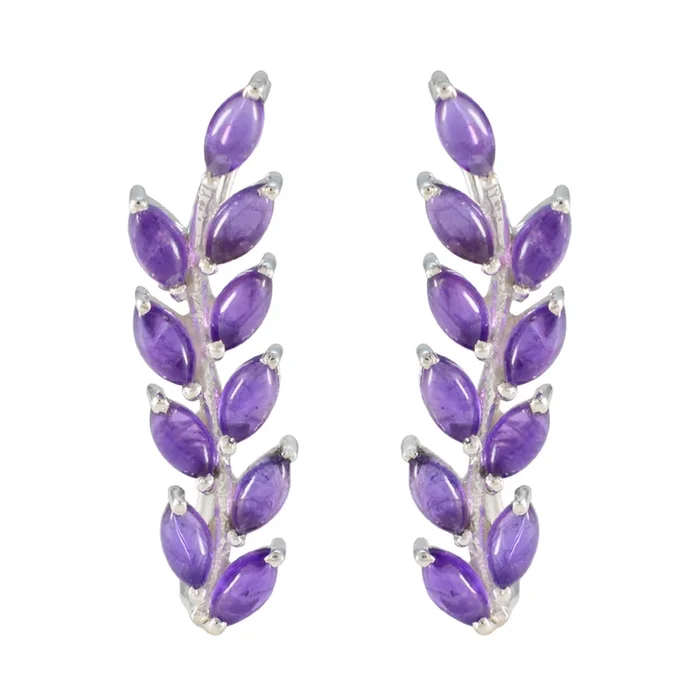 Amethyst Italian Marie multiple Stud Purple 925 Sterling Silver Earring