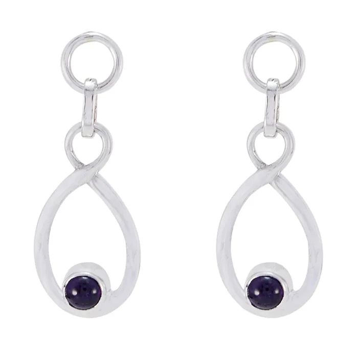 Amethyst Italian Yuna multiple Stud Purple Sterling Silver Earring