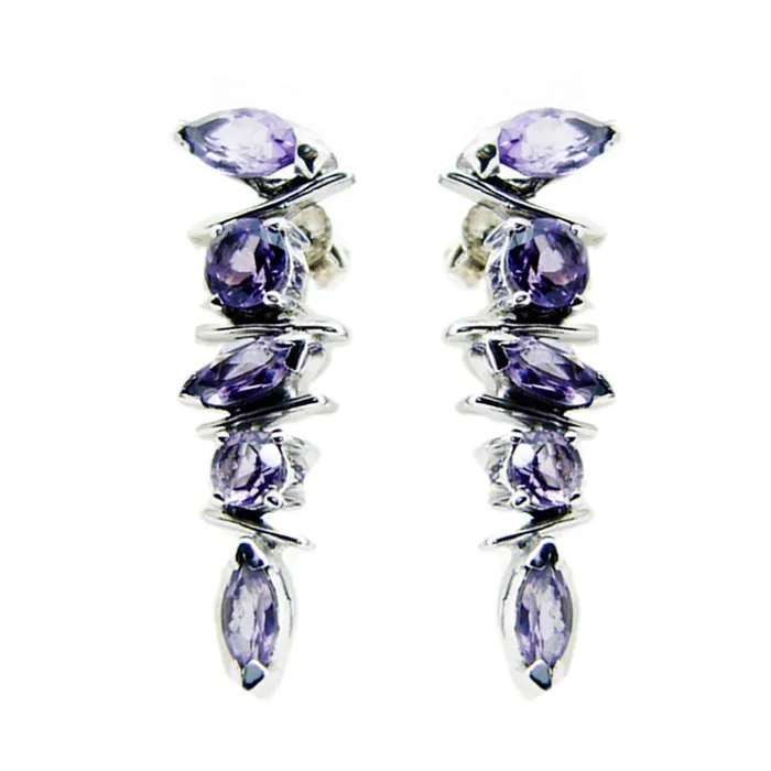 Amethyst Japanese Amanda multiple Stud Purple 92.5 Silver Earring