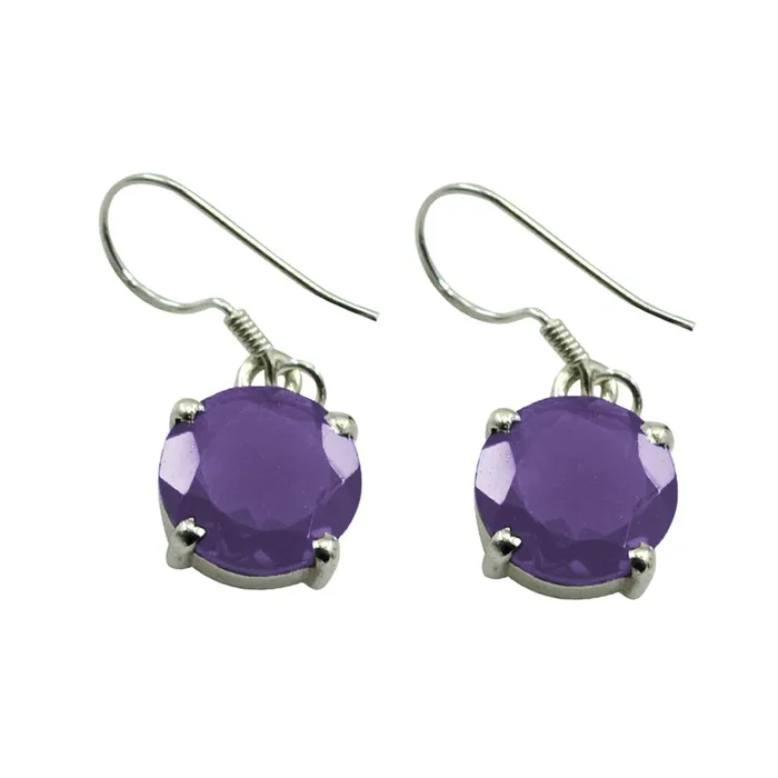 Amethyst Japanese Bella Solitaire Dangle Purple 925 Sterling Silver Earring