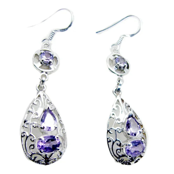 Amethyst Latin American Soo-jin multiple Dangle Purple Sterling Silver Earring