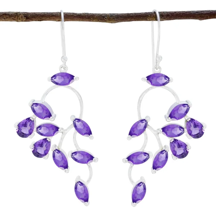 Amethyst Mexican Clara multiple Dangle Purple 92.5 Silver Earring