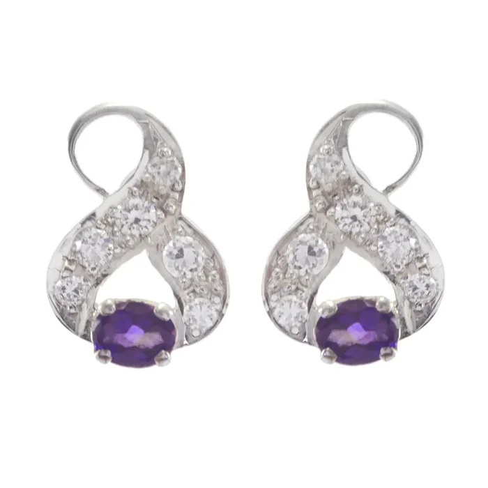 Amethyst Mexican Elena multiple Stud Purple 925 Sterling Silver Earring