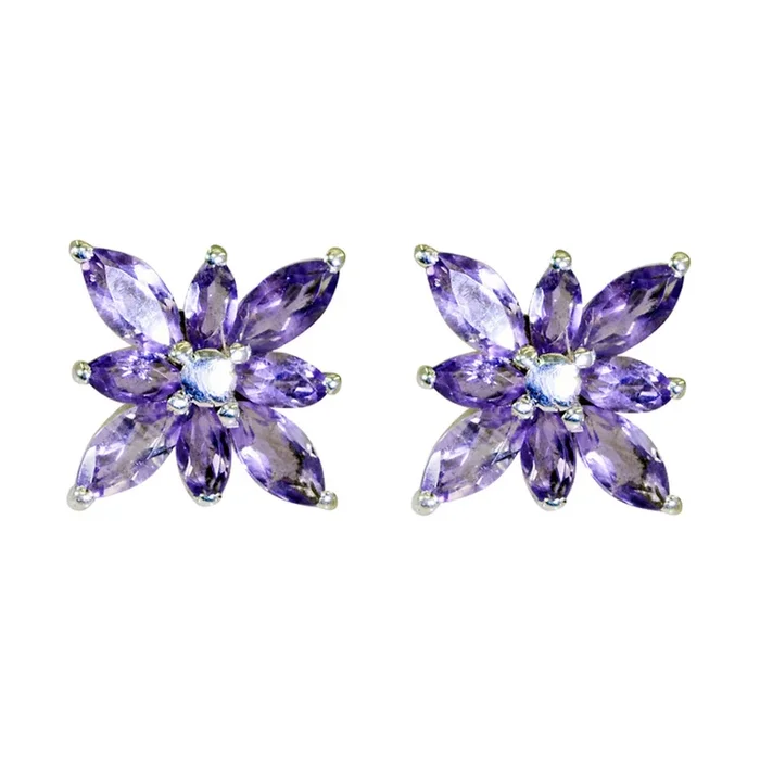 Amethyst Middle Eastern Lorena multiple Stud Purple Sterling Silver Earring