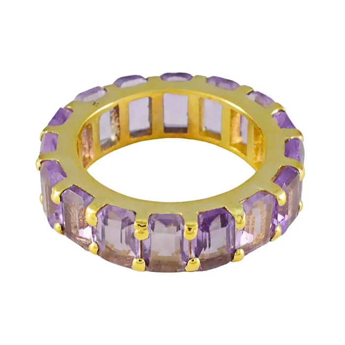 Amethyst multiple Latin American 92.5 Silver Purple Gemstones Slim Eternity Band Jewellery