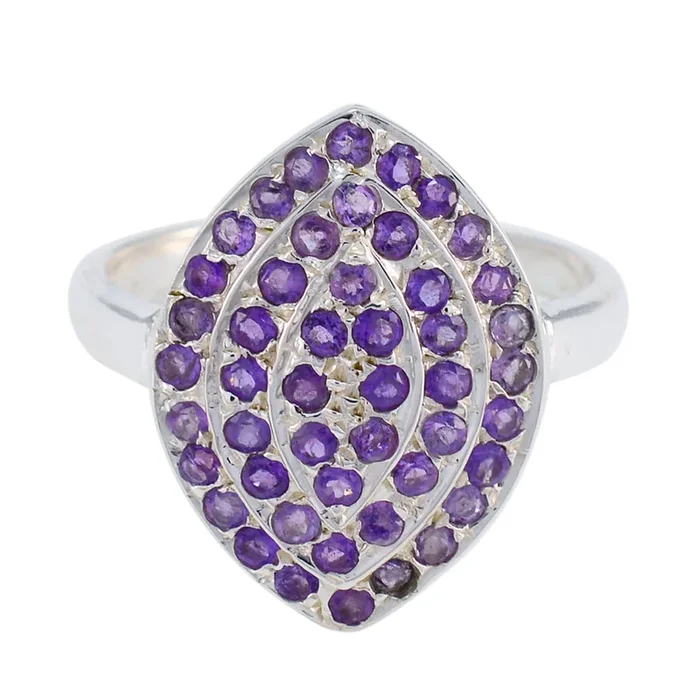 Amethyst multiple Moroccan Sterling Silver Purple Gemstones Classic Abstract Ring Jewellery