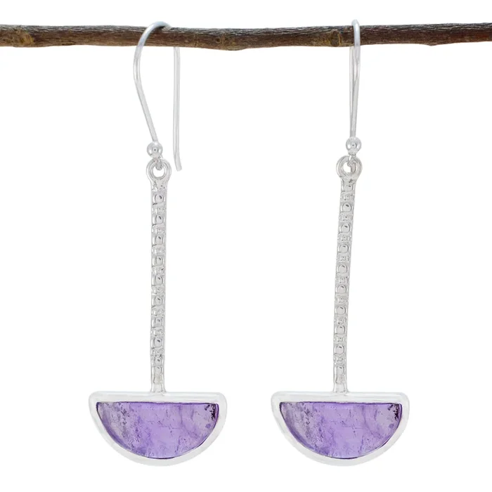 Amethyst Russian Bruna Solitaire Dangle Purple 92.5 Silver Earring